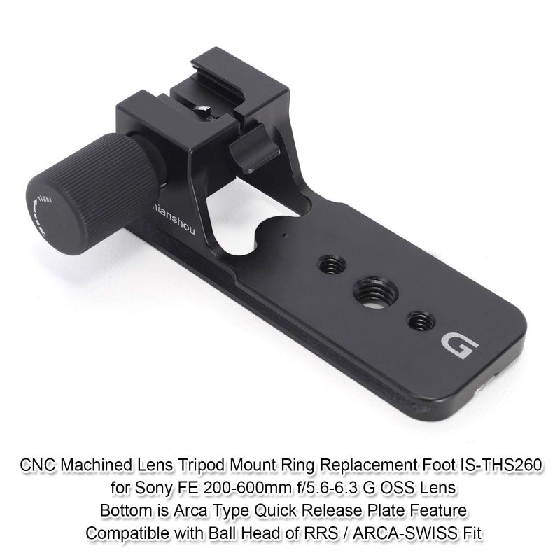 iShoot Replacement Lens Foot IS-THS260 for Sony FE 200-600mm f/5.6-6.3 G OSS Super Telephoto Zoom E-Mount Lens SEL200600G - Arca-Swiss Style - Built-in 105mm Length Quick Release Plate - Image 2